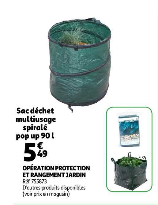 opération protection et rangement jardin : sac déchet multiusage spiralé pop up 90 l