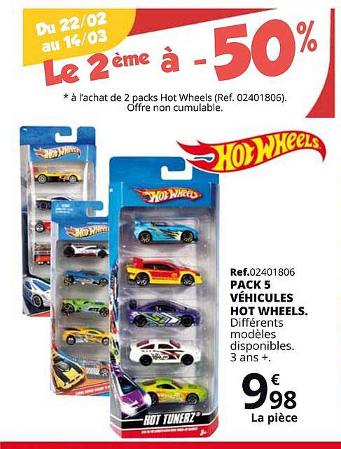 pack 5 véhicules hot wheels