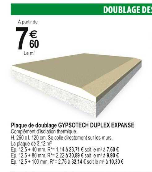 plaque de doublage gypsotech duplex expanse