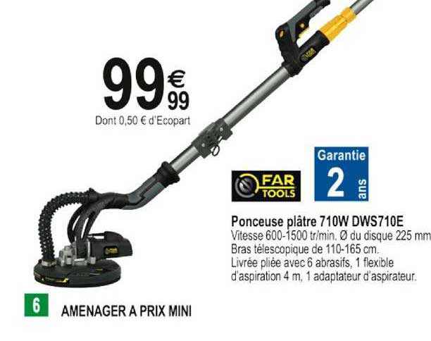 ponceuse plâtre 710w dws710e far tools