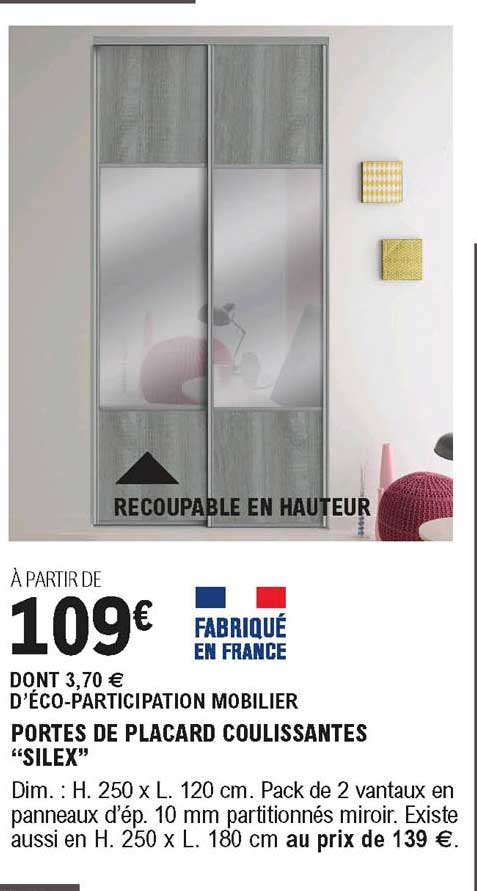 portes de placard coulissantes silex