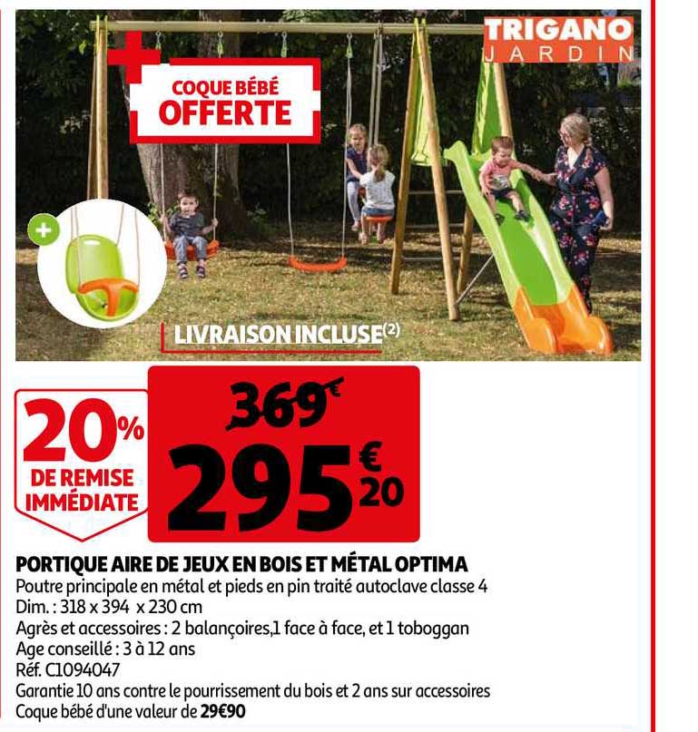 portique aire de jeux en bois et métal optima