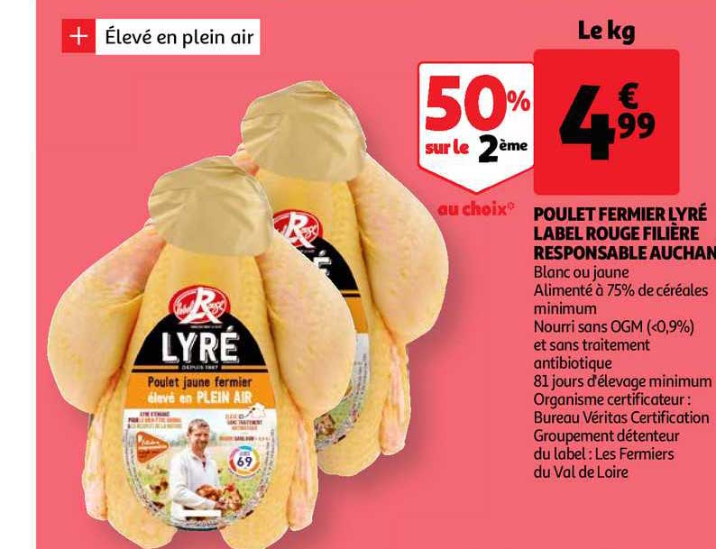 poulet fermier lyré label rouge filière responsable auchan