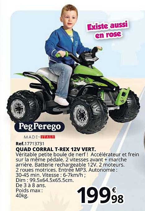 quad corral t-rex 12v vert peg perego