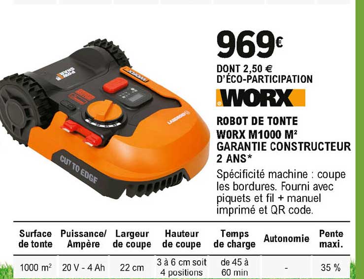 robot de tonte work m1000 m2