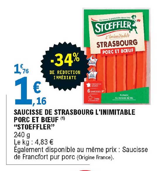 Saucisse De Strasbourg L'inimitable Porc Et Bœuf "stoeffler"