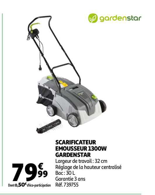 scarificateur émousseur 1300w gardenstar