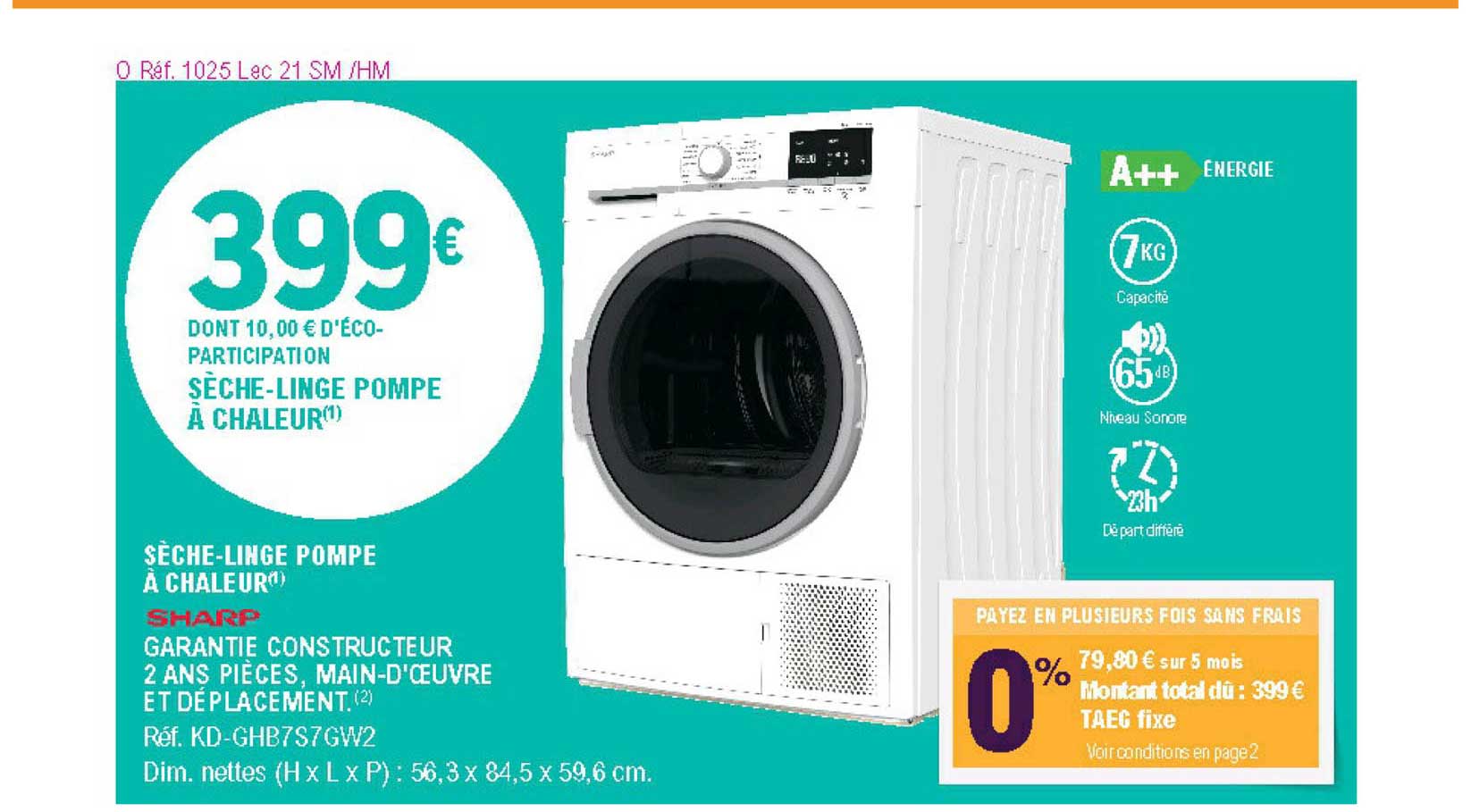 sèche-linge pompe à chaleur sharp