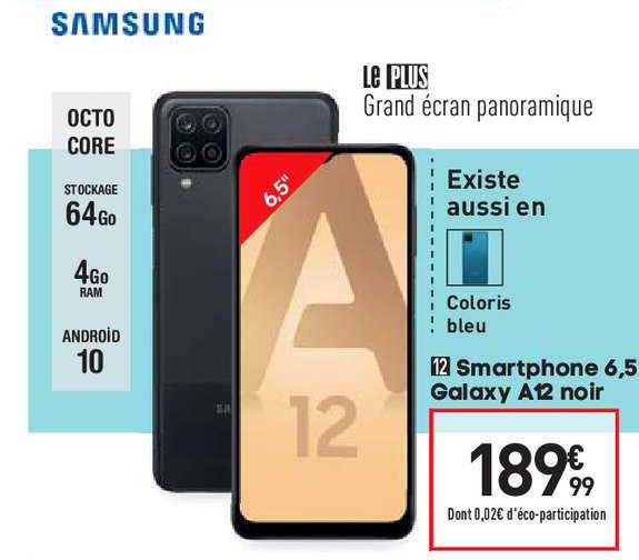 smartphone 6,5 galaxy a12 noir samsung