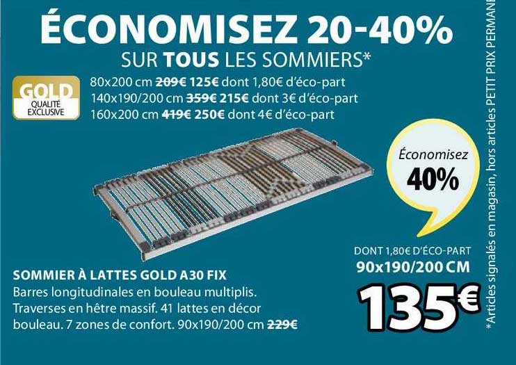 sommier à lattes gold a30 fix
