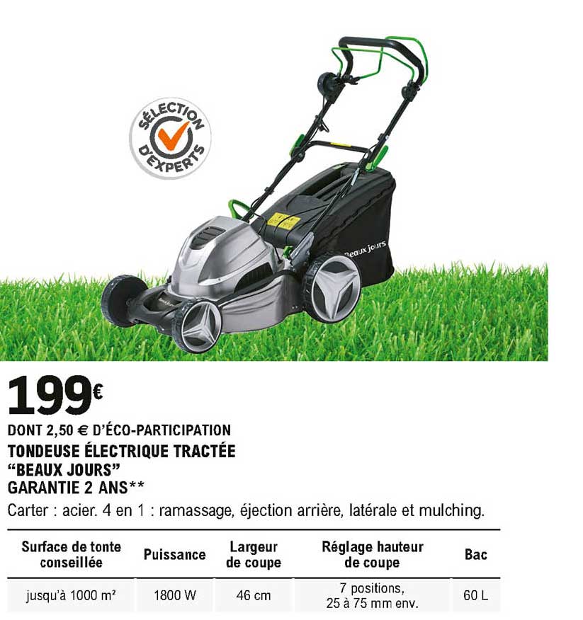 tondeuse électrique tractée beaux jours