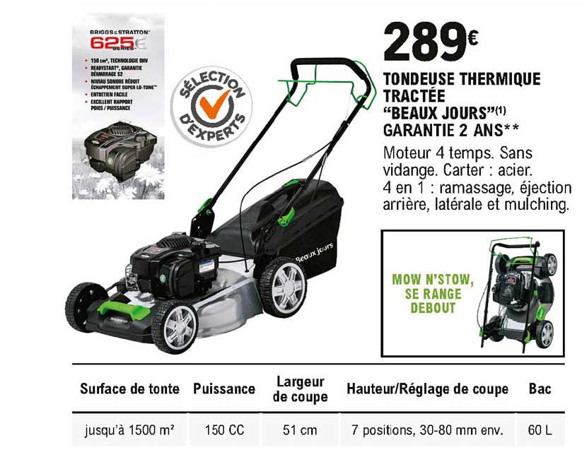 tondeuse thermique tractée beaux jours