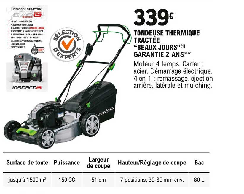 tondeuse thermique tractée beaux jours