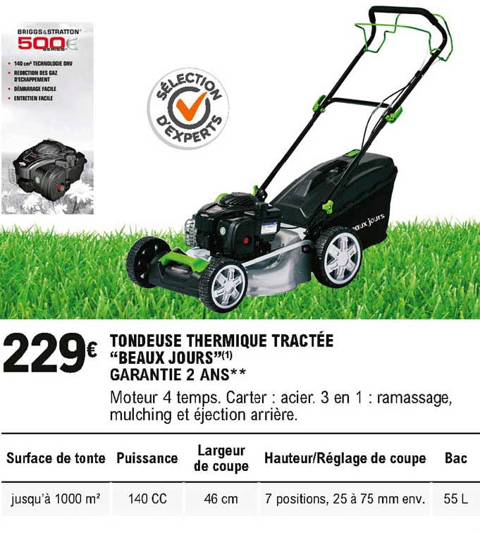 tondeuse thermique tractée beaux jours