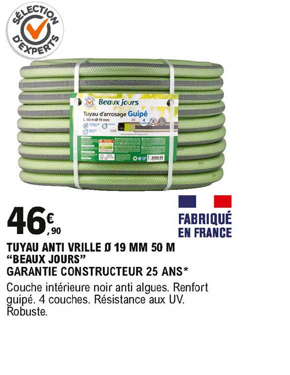 tuyau anti vrille 19mm 50 m beau jours