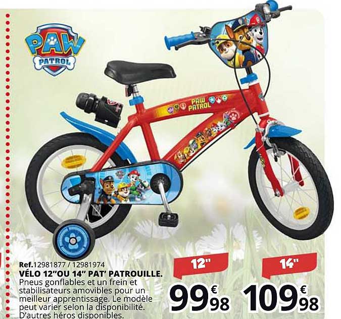 vélo 12" ou 14" pat' patrouille