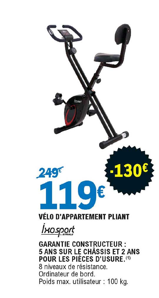 vélo d'appartement pliant ixosport