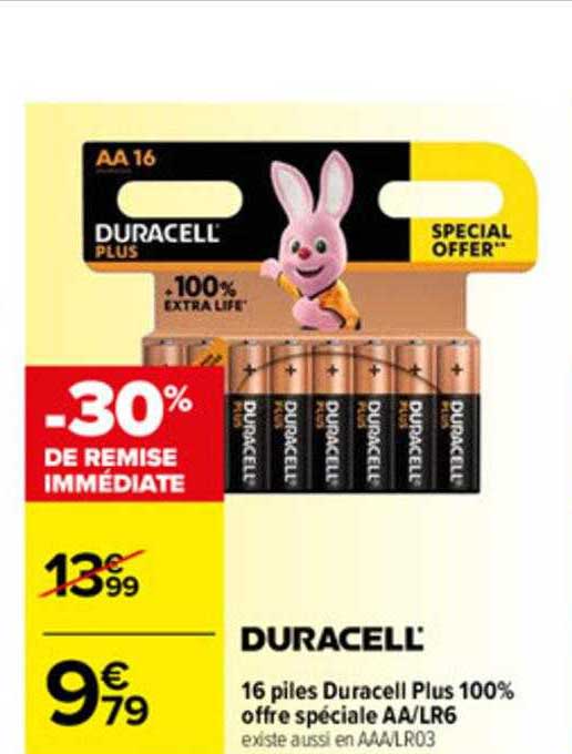 16 Piles Duracell Plus 100% Offre Spéciale Aa-lr6