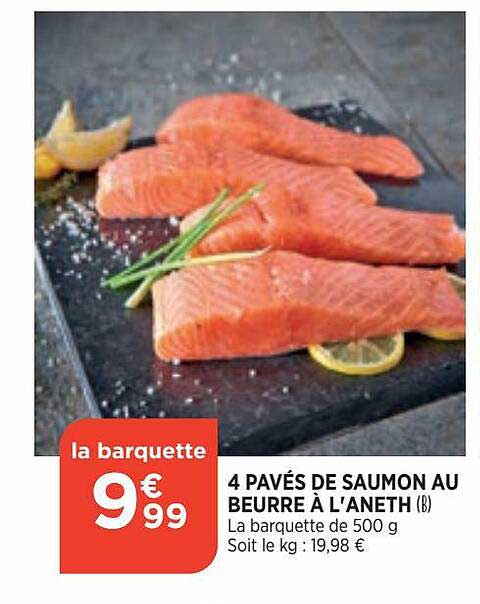 4 pavés de saumon au beurre à l'aneth