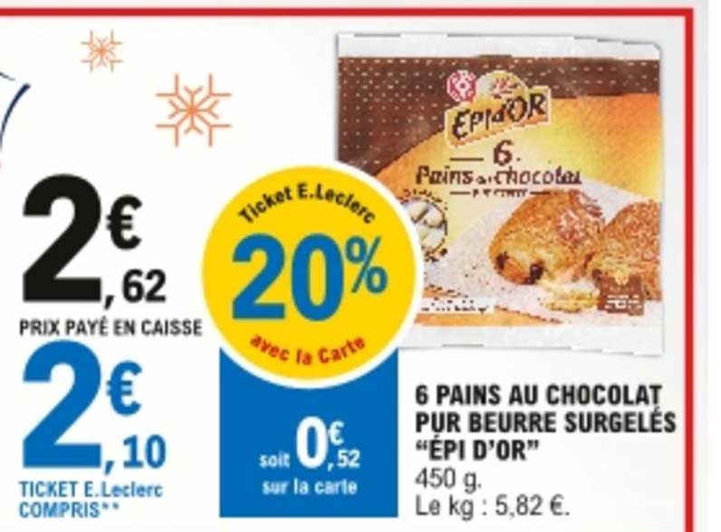 6 pains au chocolat pur beurre surgelés "épi d'or"