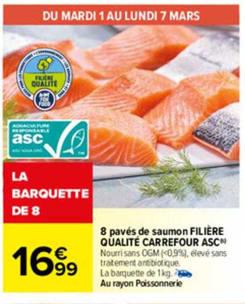 8 Pavés De Saumon Filière Qualité Carrefour Asc