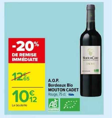 a.o.p. bordeaux bio mouton cadet