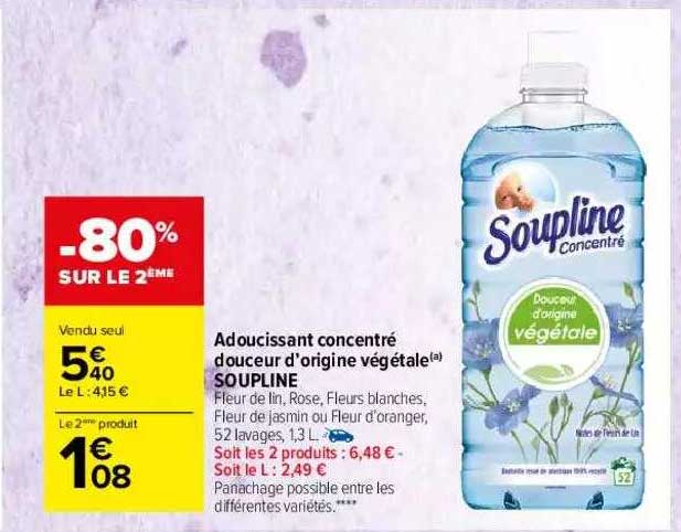 adoucissant concentré douceur d'origine végétale soupline
