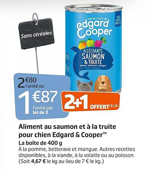 aliment au saumon et à la truite pour chien edgard & cooper