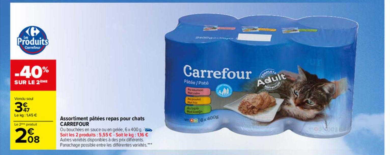 Assortiment Pâtées Repas Pour Chats Carrefour