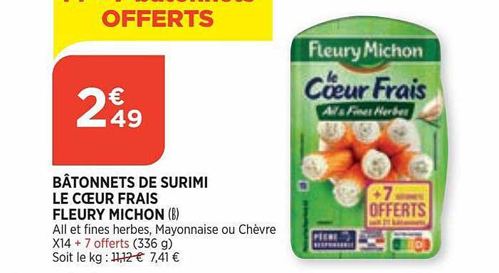 bâtonnets de surimi le coeur frais fleury michon