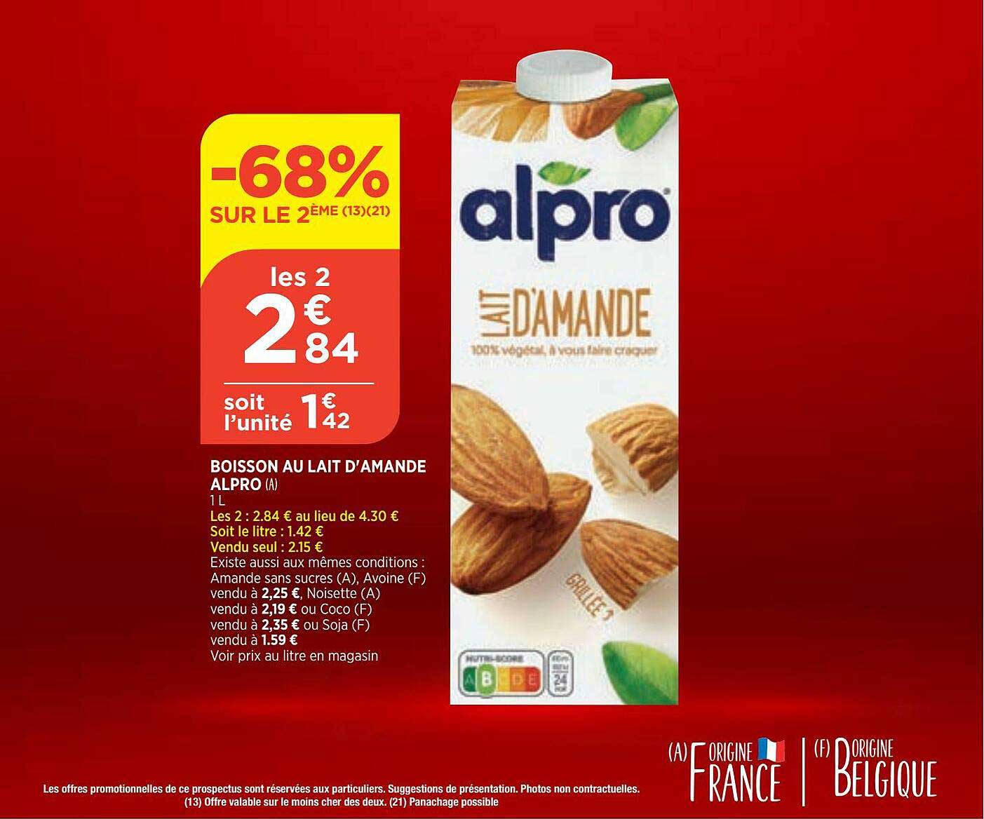 boisson au lait d'amande alpro