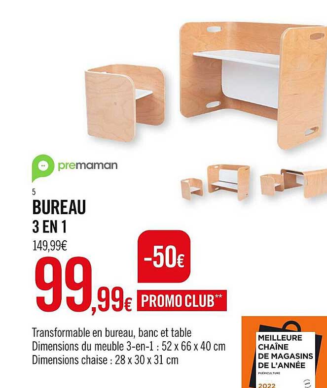 bureau 3 en 1 premaman
