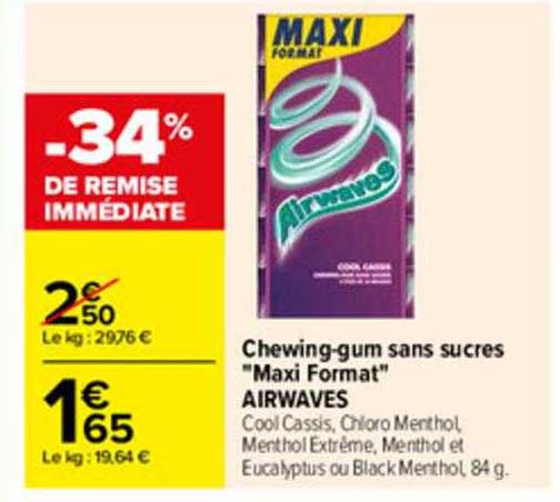 chewing-gum sans sucres "maxi format" airwaves