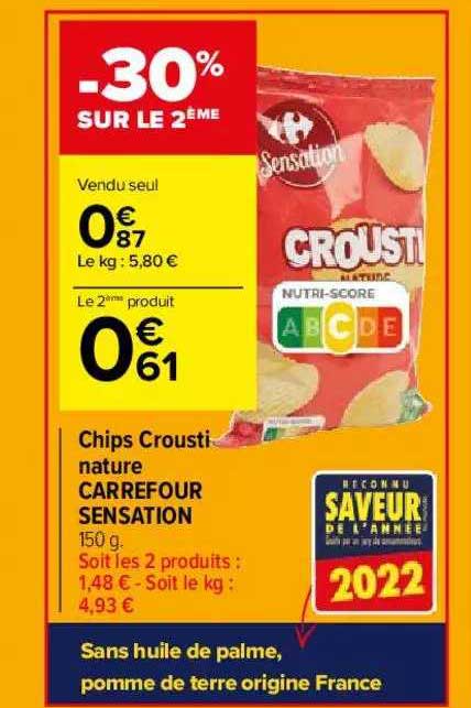 Chips Crousti Nature Carrefour Sensation
