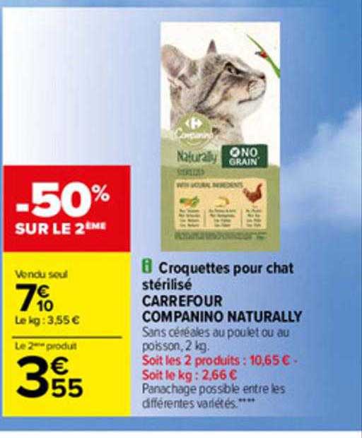 Croquettes Pour Chat Stérilisé Carrefour Companino Naturally