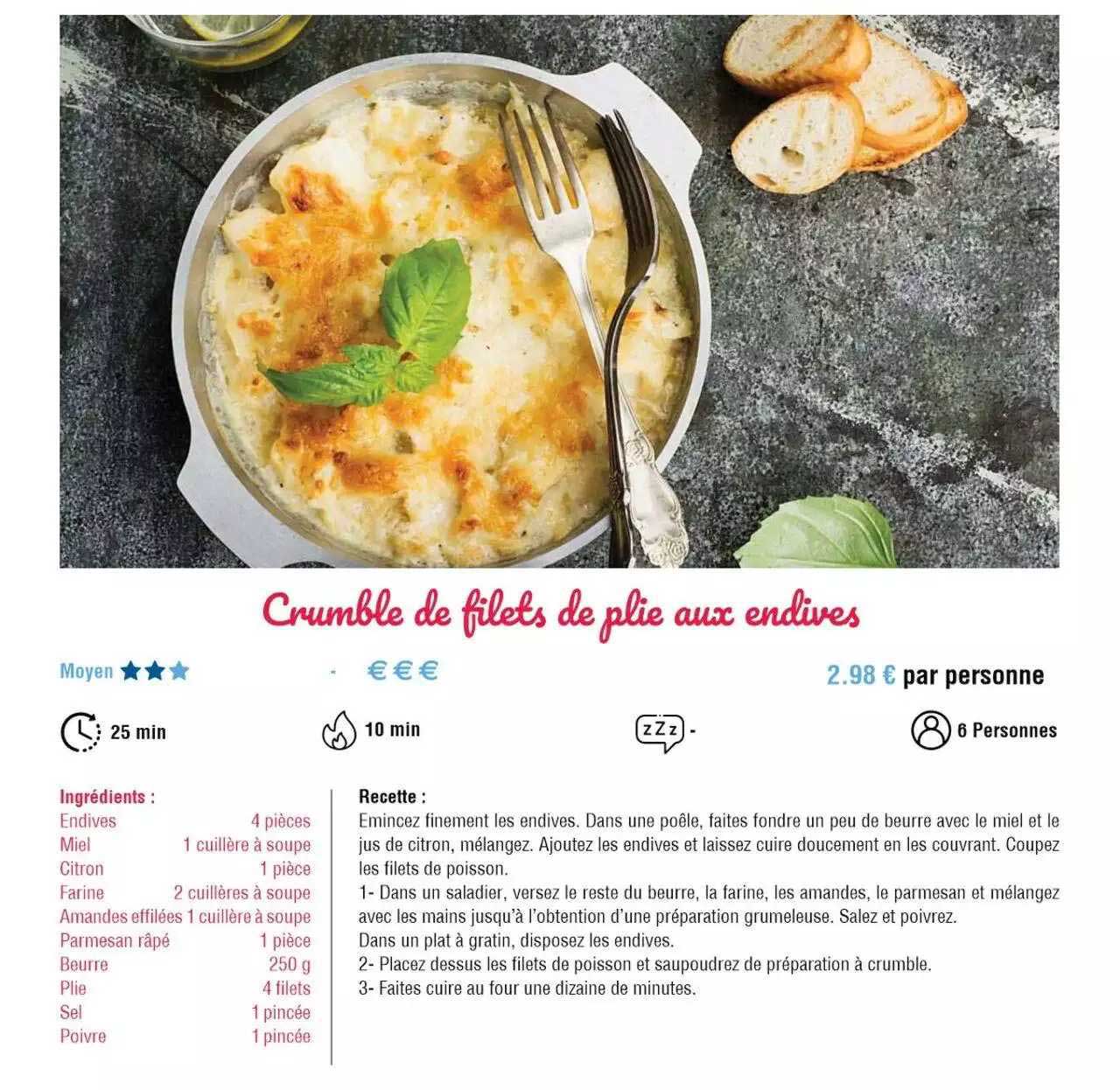 crumble de filets de plie aux endives