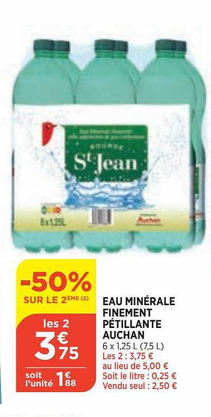 eau minérale finement pétillante auchan
