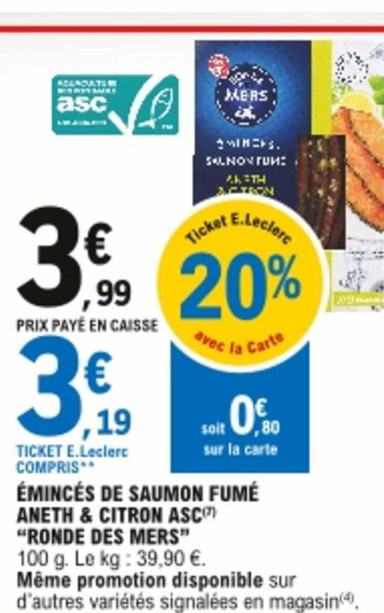 émincés de saumon fumé aneth & citron asc "ronde des mers"