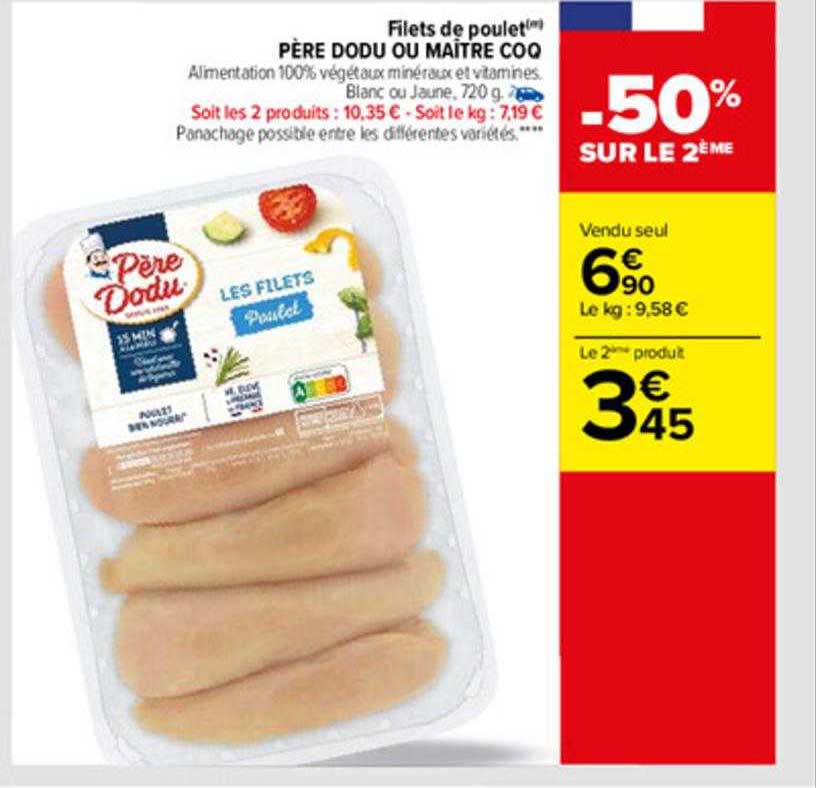 filets de poulet père dodu ou maître coq