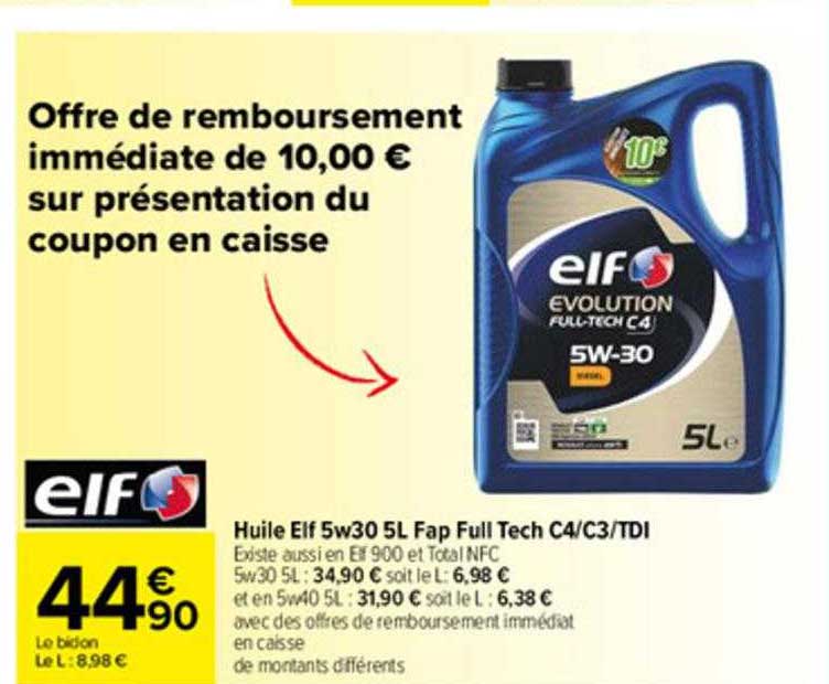 huile elf 5w30 5l fap full tech c4-c3-tdi