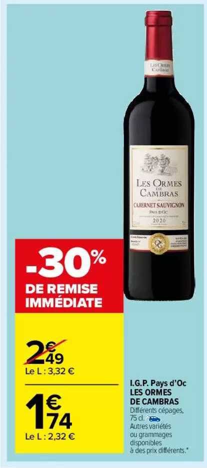 i.g.p. pays d'oc les ormes de cambras