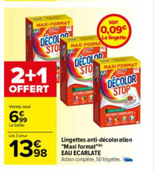 lingettes anti-décoloration "maxi format" eau ecarlate