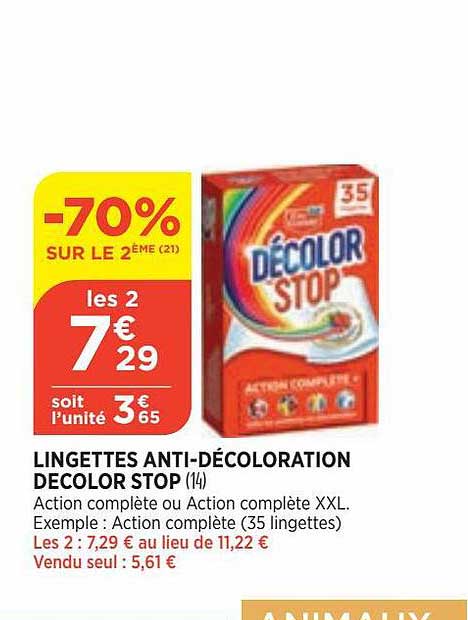 lingettes anti-décoloration decolor stop