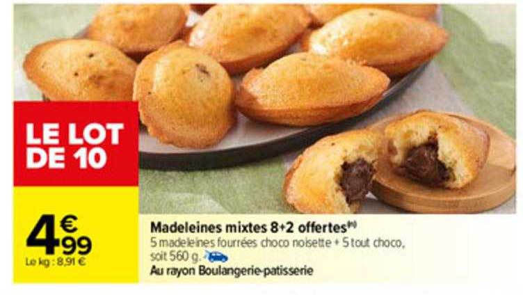 madeleines mixtes 8+2 offertes