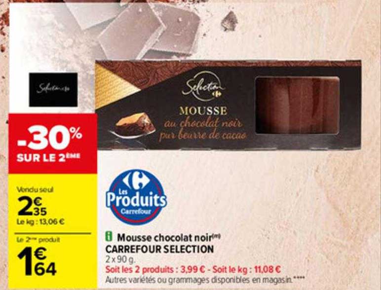 Mousse Chocolat Noir Carrefour Sélection