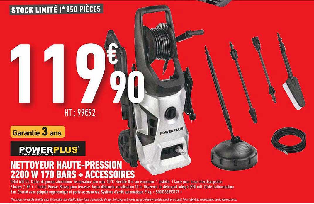 nettoyeur haute-pression + accessoires powerplus