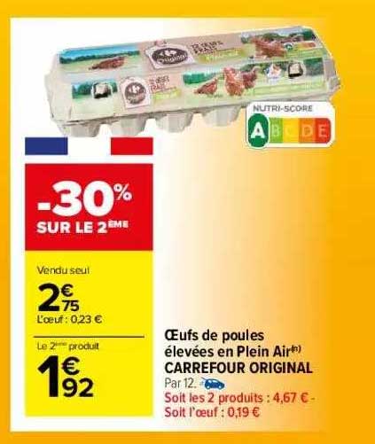 oeufs de poules élevées en plein air carrefour original