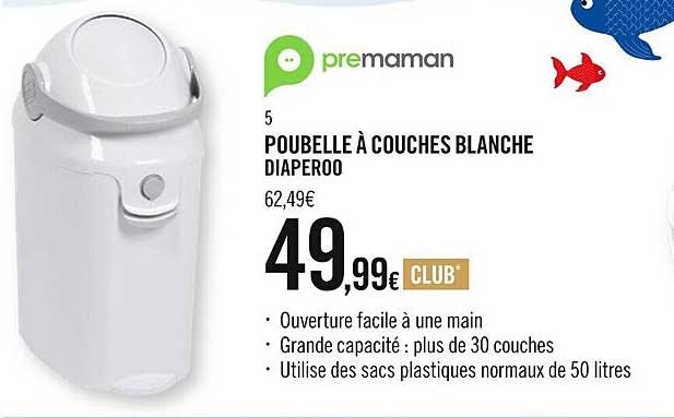 poubelle à couches blanche diaperoo premaman