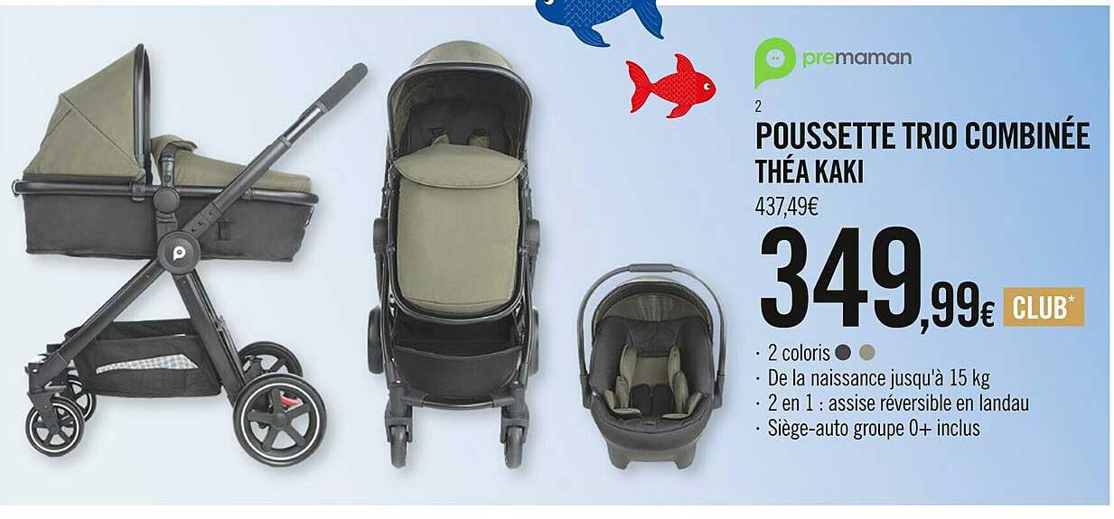 poussette trio combinée théa kaki