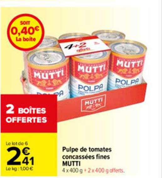 pulpe de tomates concassées fines mutti